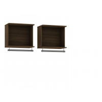 Manhattan Comfort 142GMC5 Rockefeller 2-Piece 20.8 Open Floating Hanging Closet with Shelf and Hanging Rod in Brown